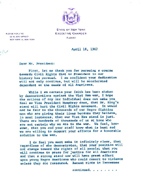 Page 1 of original document of Jackie Robinson's letter to President Johnson in 1967. Document parchment contains a purple company logo entited 'State of New York - Executive Chamber' at the top of the document.