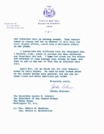 Page 2 of original document of Jackie Robinson's letter to President Johnson in 1967. Document parchment contains a purple company logo entited 'State of New York - Executive Chamber' at the top of the document.